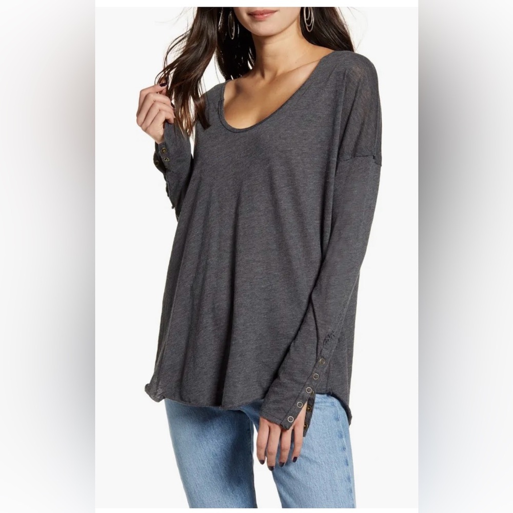 Free People Charcoal Long Sleeve Top